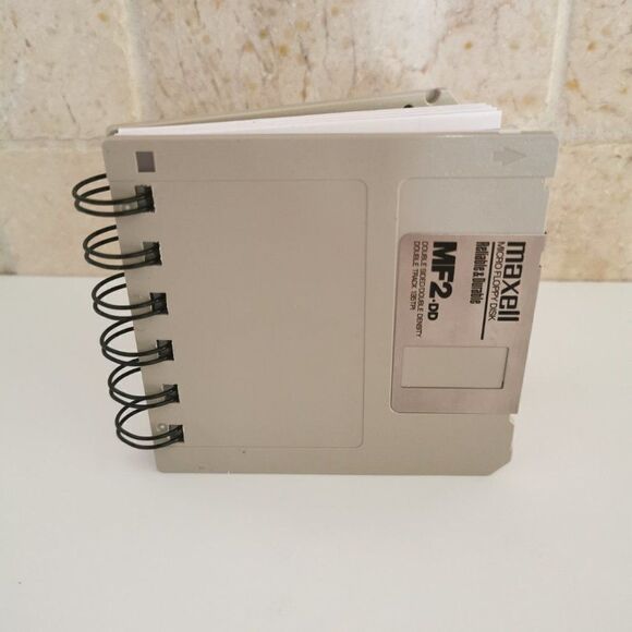 Upcycled Floppy Disk Notebook, Guy Gift for Dad Lined Paper Vintage 90s Computer - Picture 4 of 7